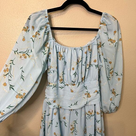Exlura Floral Puff Sleeve Mini Dress Size M - Picture 2 of 6